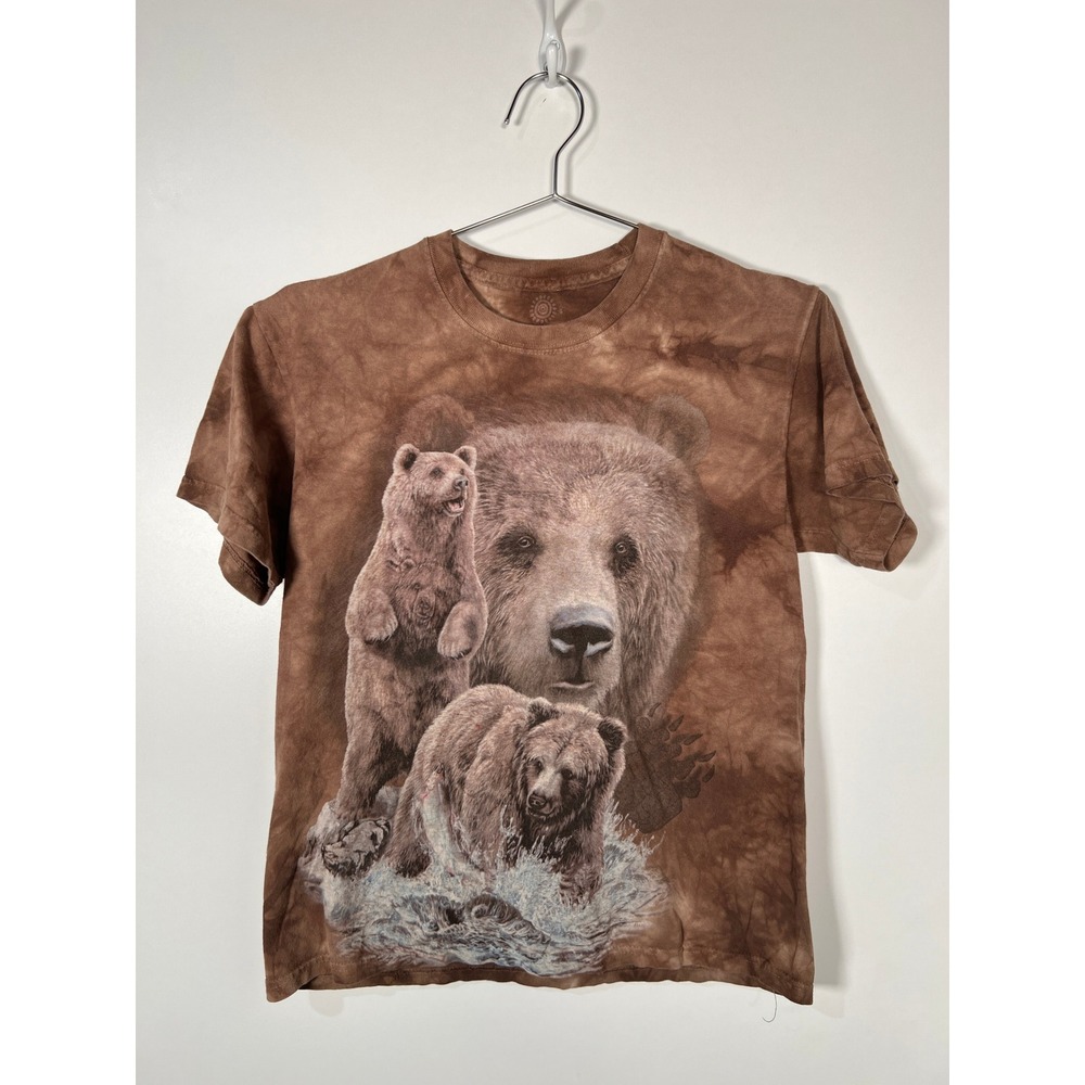 The Mountain Grizzly Bear Family Tie Dye Graphic T-Shirt Brown Gorpcore Medium